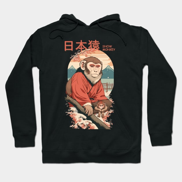 snow monkey Hoodie by AOAOCreation